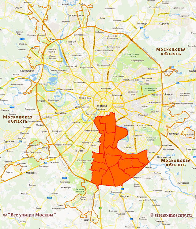 yuzhnyj okrug na karte moskvy